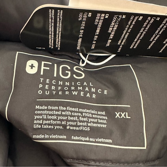 FIGS Women’s Black Zipper Front On Shift Puffer Hoodie Jacket Size XL NWT - Picture 7 of 9